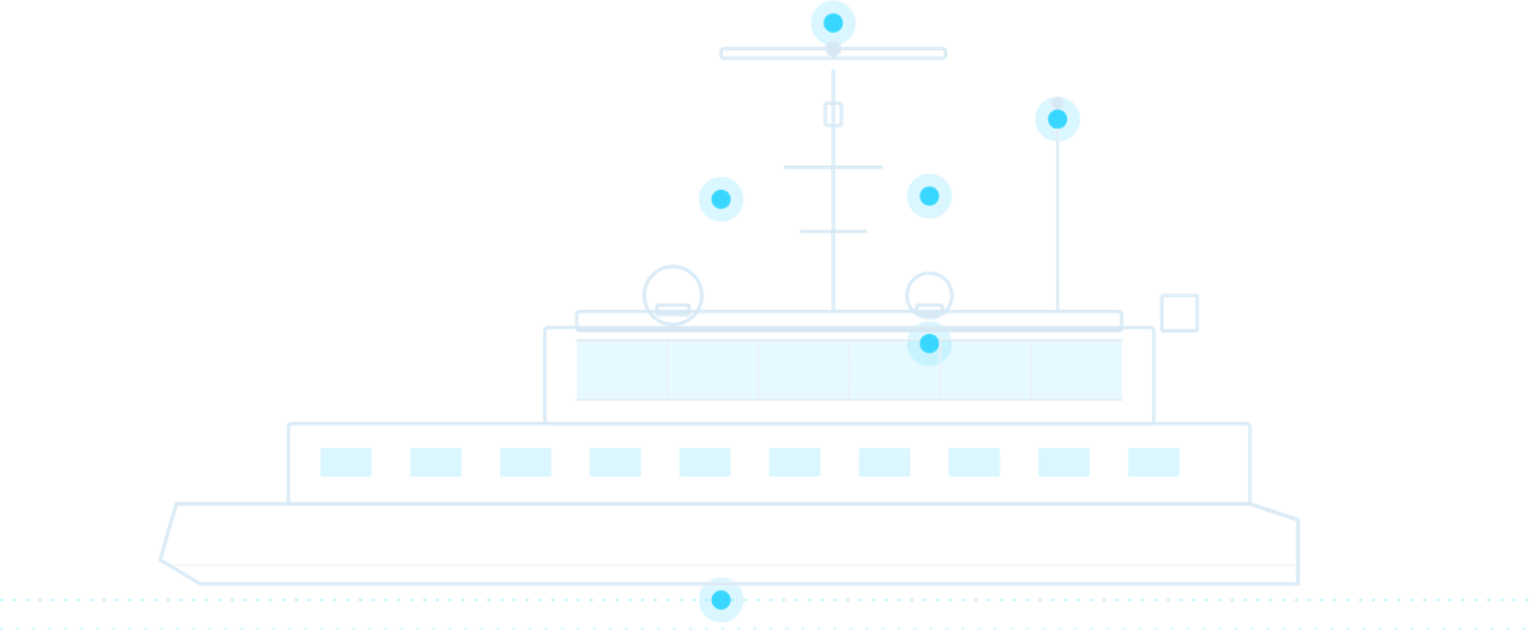 Esquema de un remolcador con los equipos del puente integrado Latincomp